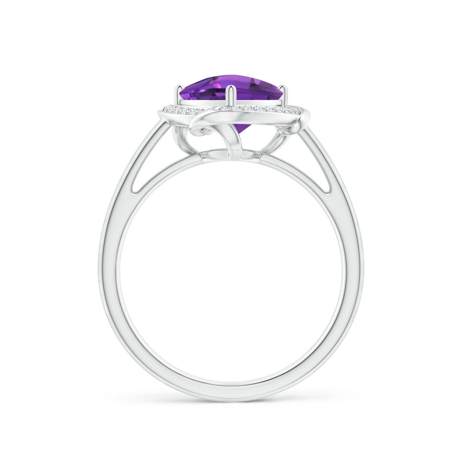 8mm AAAA Trillion Checker-Cut Amethyst Overlapping Halo Ring in White Gold side-1