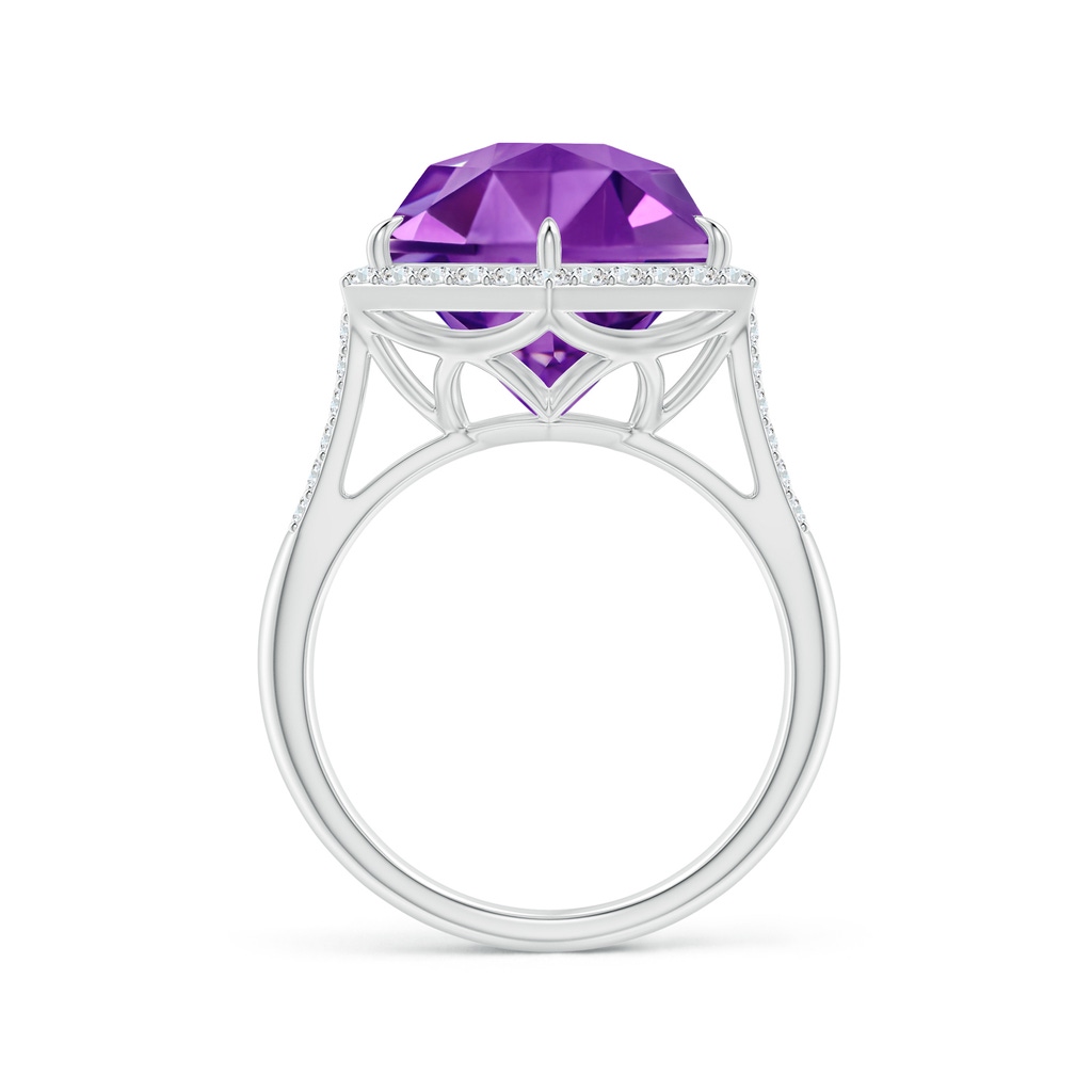 12mm AAAA Hexagonal Amethyst Moroccan Filigree Cocktail Ring in White Gold Side 1