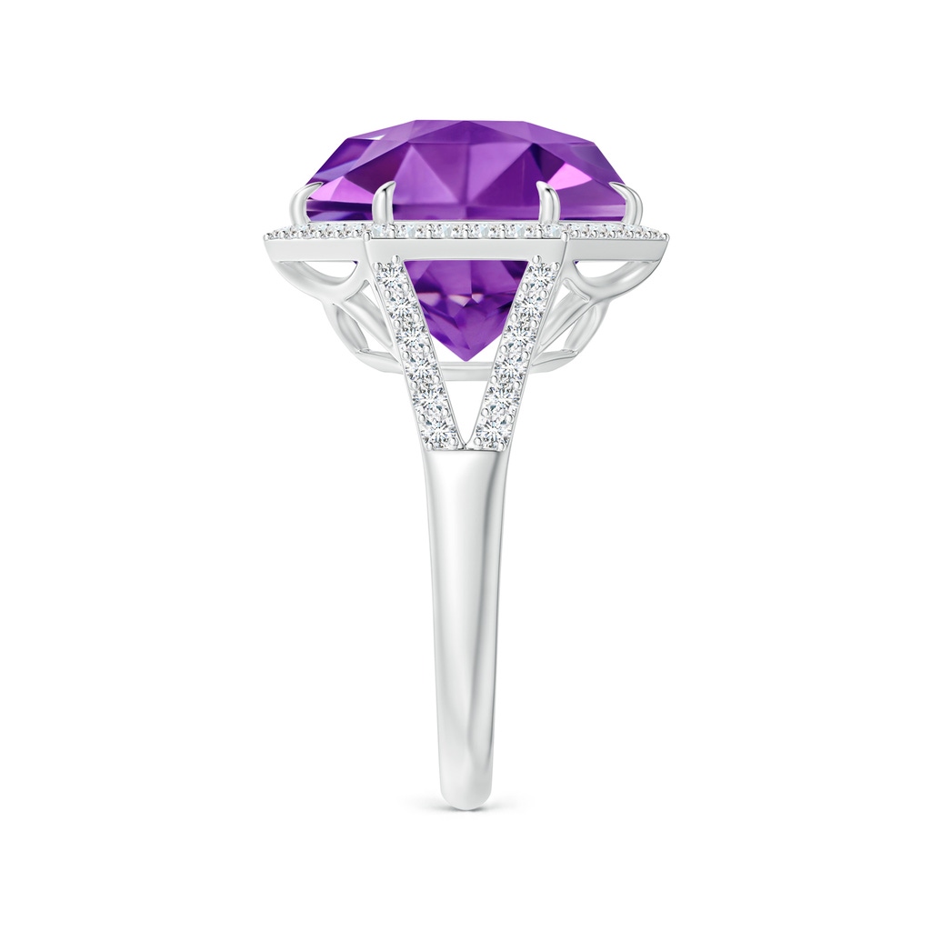 12mm AAAA Hexagonal Amethyst Moroccan Filigree Cocktail Ring in White Gold Side 2