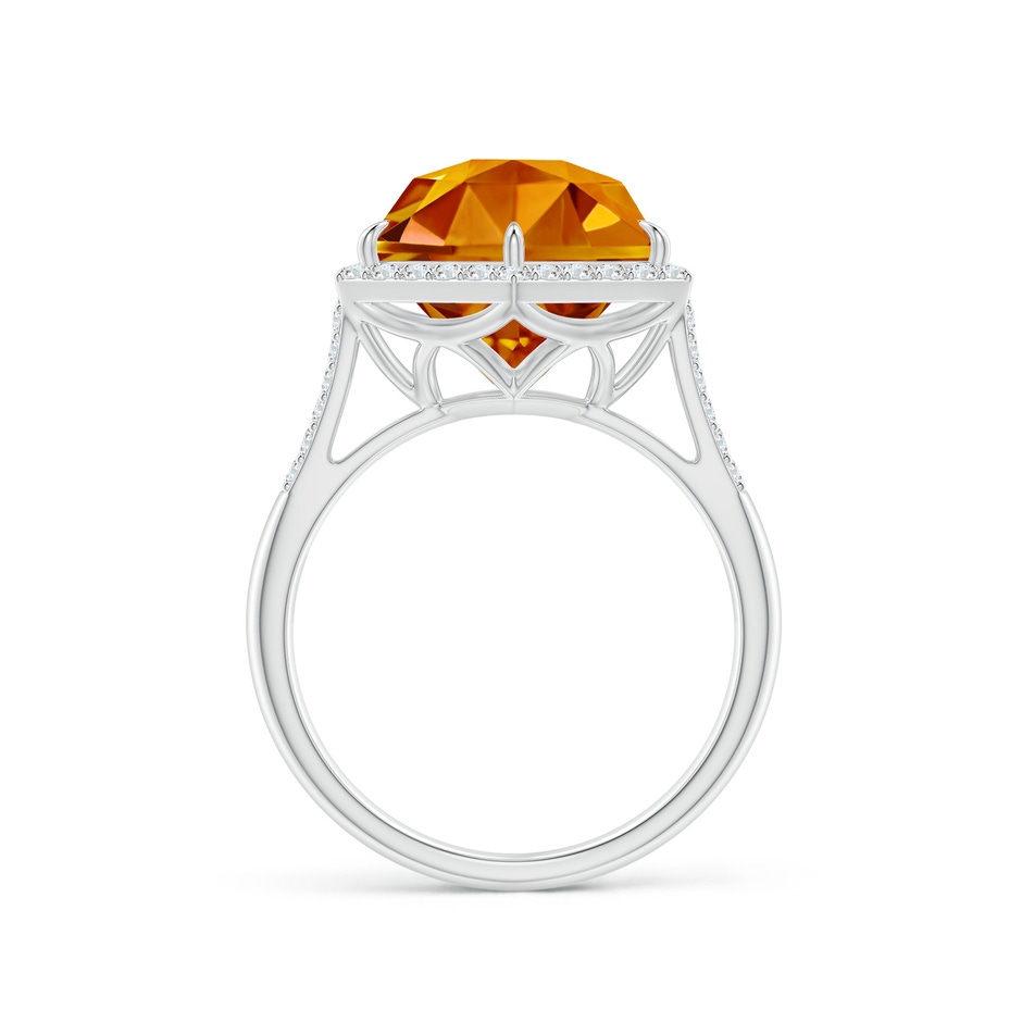 11mm AAAA Hexagonal Citrine Moroccan Filigree Cocktail Ring in White Gold side 1