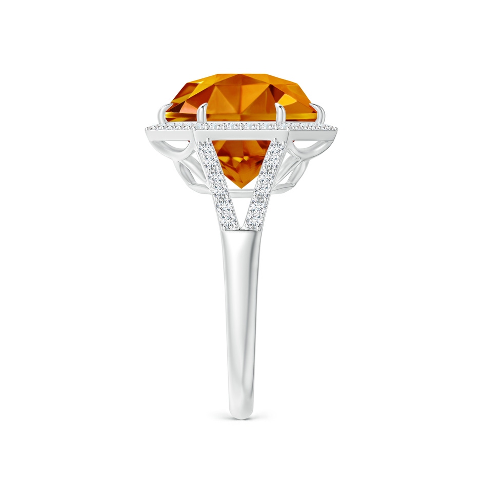 11mm AAAA Hexagonal Citrine Moroccan Filigree Cocktail Ring in White Gold side 2