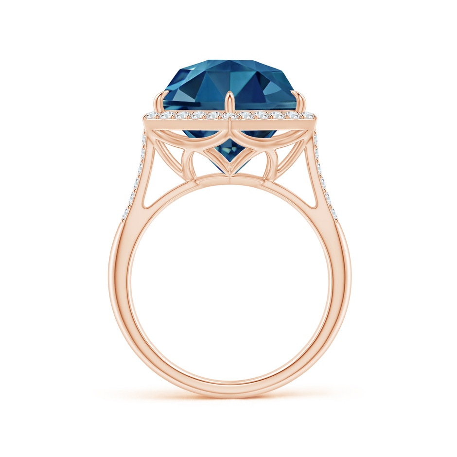 12mm AAAA Hexagonal London Blue Topaz Moroccan Filigree Cocktail Ring in Rose Gold side 1