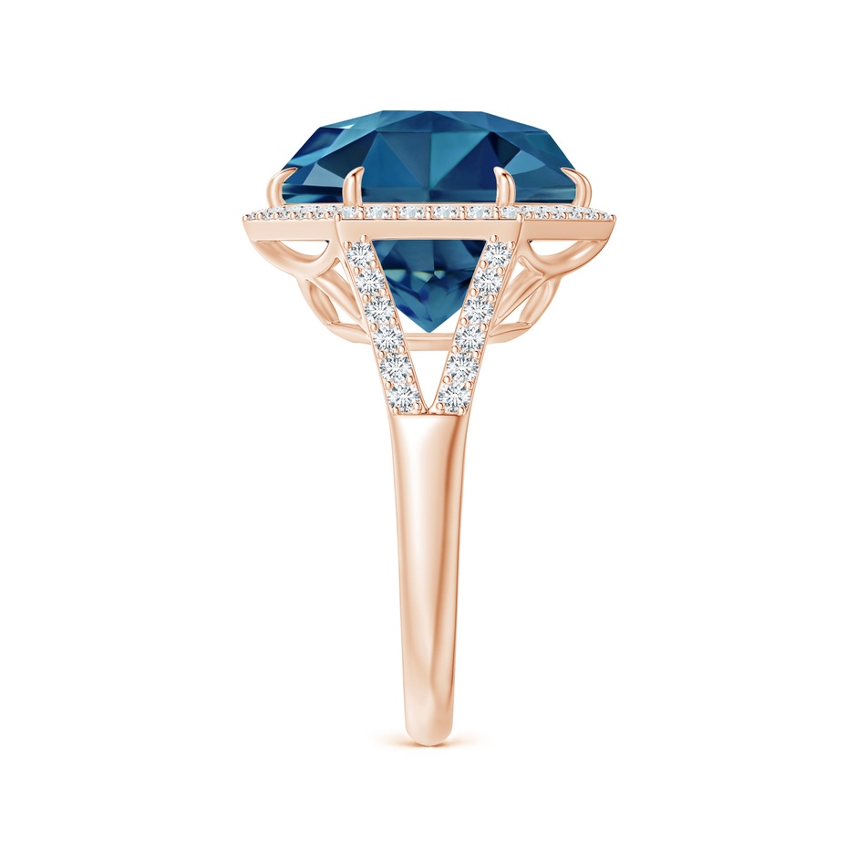 12mm AAAA Hexagonal London Blue Topaz Moroccan Filigree Cocktail Ring in Rose Gold side 2