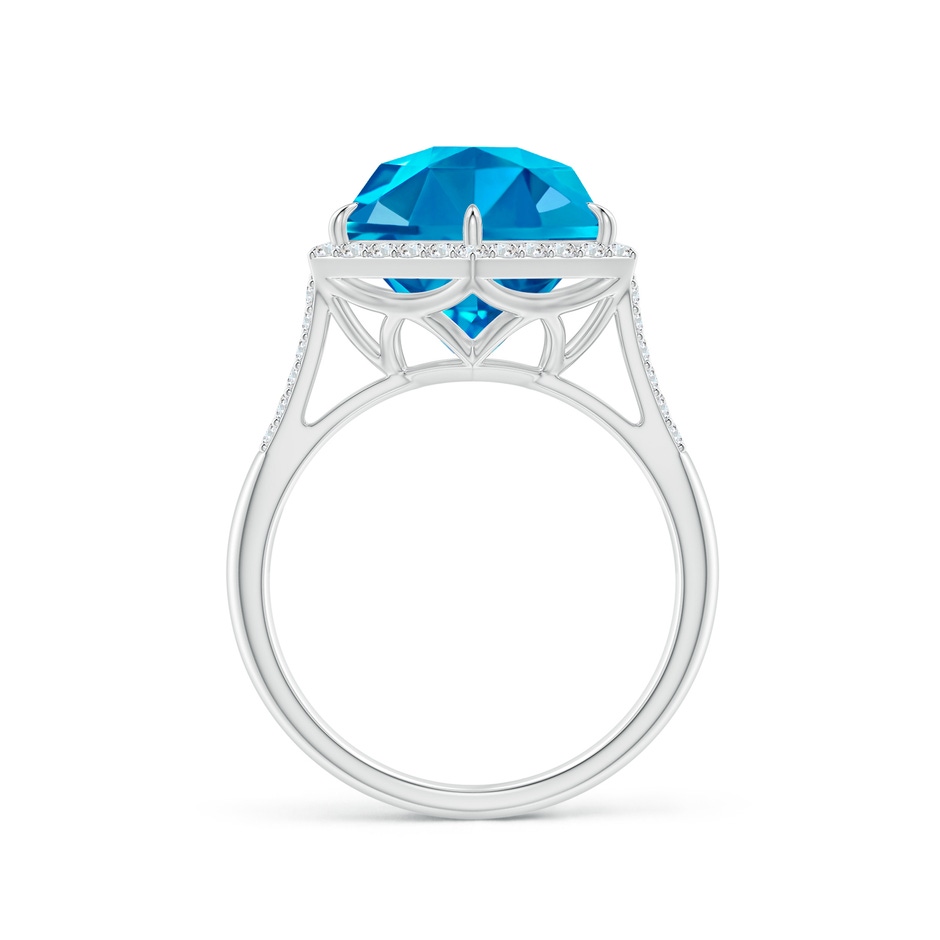 11mm AAAA Hexagonal Swiss Blue Topaz Moroccan Filigree Cocktail Ring in White Gold side 1