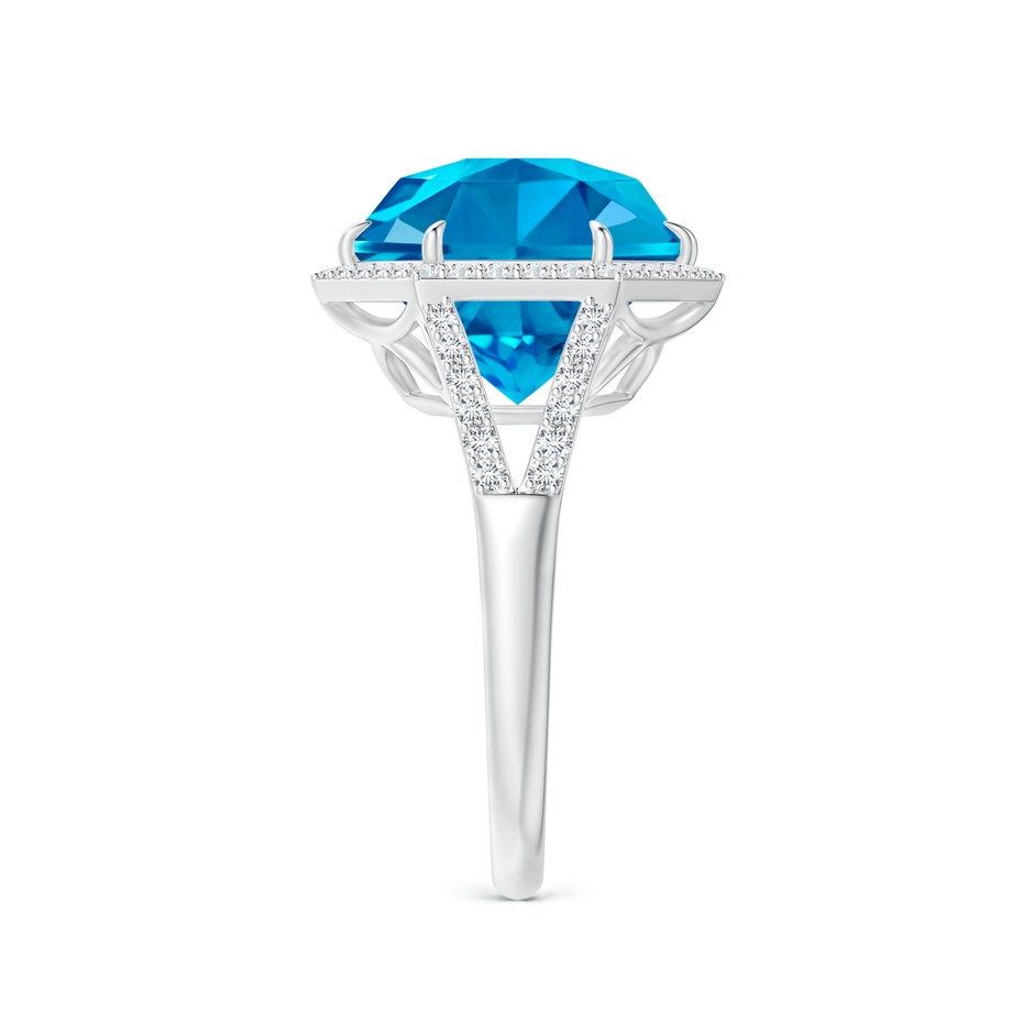 11mm AAAA Hexagonal Swiss Blue Topaz Moroccan Filigree Cocktail Ring in White Gold side 2