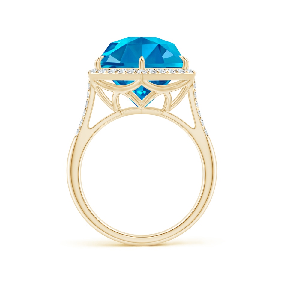12mm AAAA Hexagonal Swiss Blue Topaz Moroccan Filigree Cocktail Ring in Yellow Gold Side 1