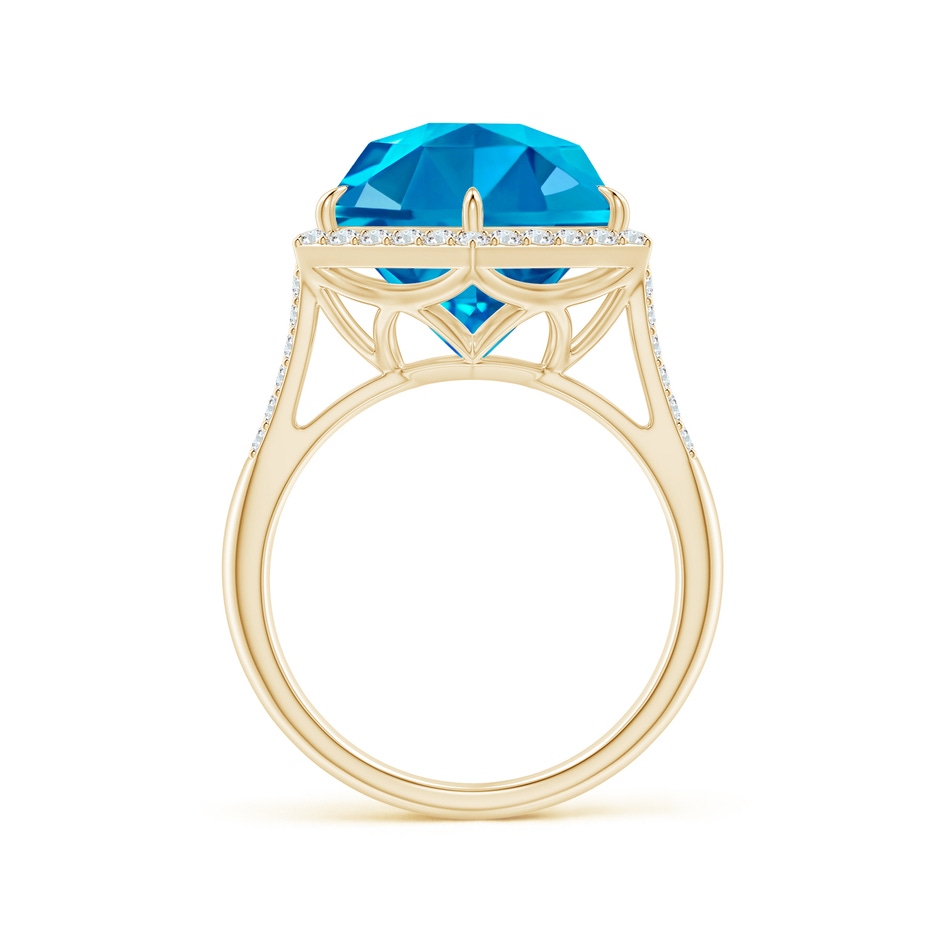 12mm AAAA Hexagonal Swiss Blue Topaz Moroccan Filigree Cocktail Ring in Yellow Gold side 1