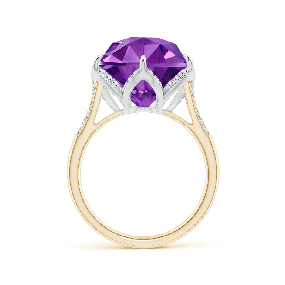 12mm AAAA Hexagonal Fancy-Cut Amethyst Tulip Engagement Ring in Yellow Gold White Gold side 1