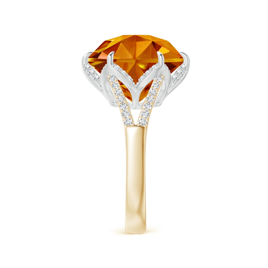 12mm AAAA Hexagonal Fancy-Cut Citrine Tulip Engagement Ring in Yellow Gold White Gold Side 2