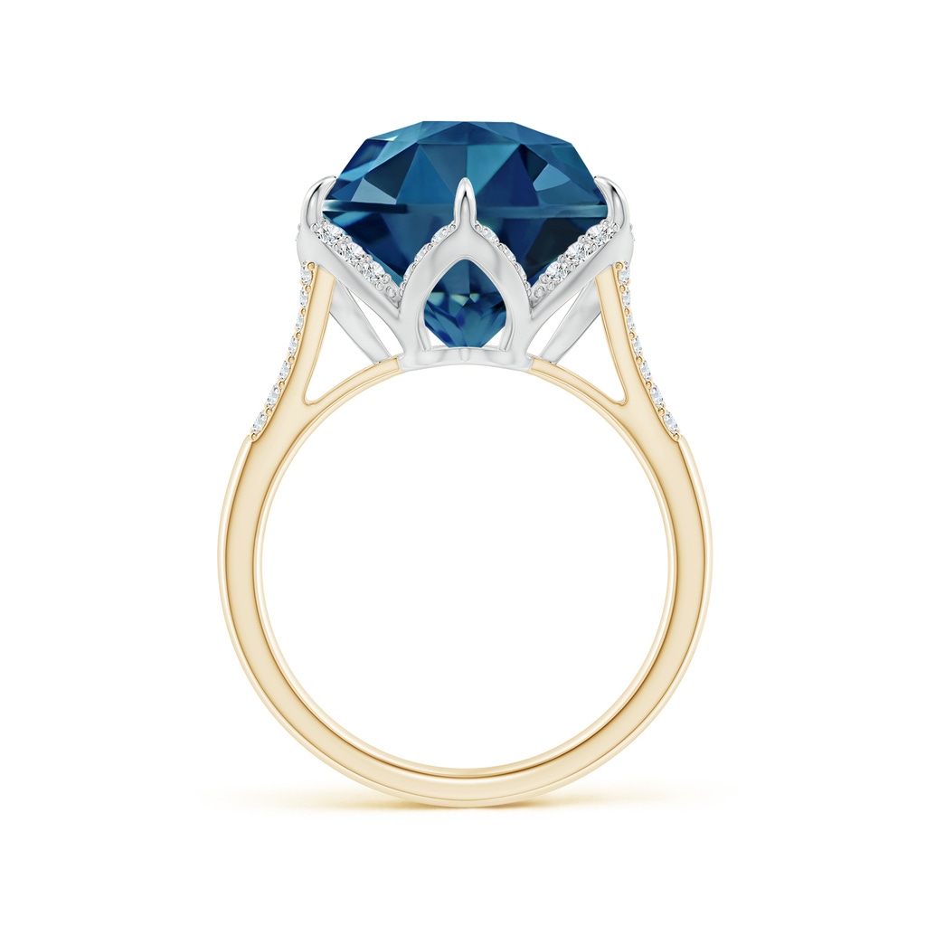 12mm AAAA Hexagonal Fancy-Cut London Blue Topaz Tulip Engagement Ring in Yellow Gold White Gold Side 1