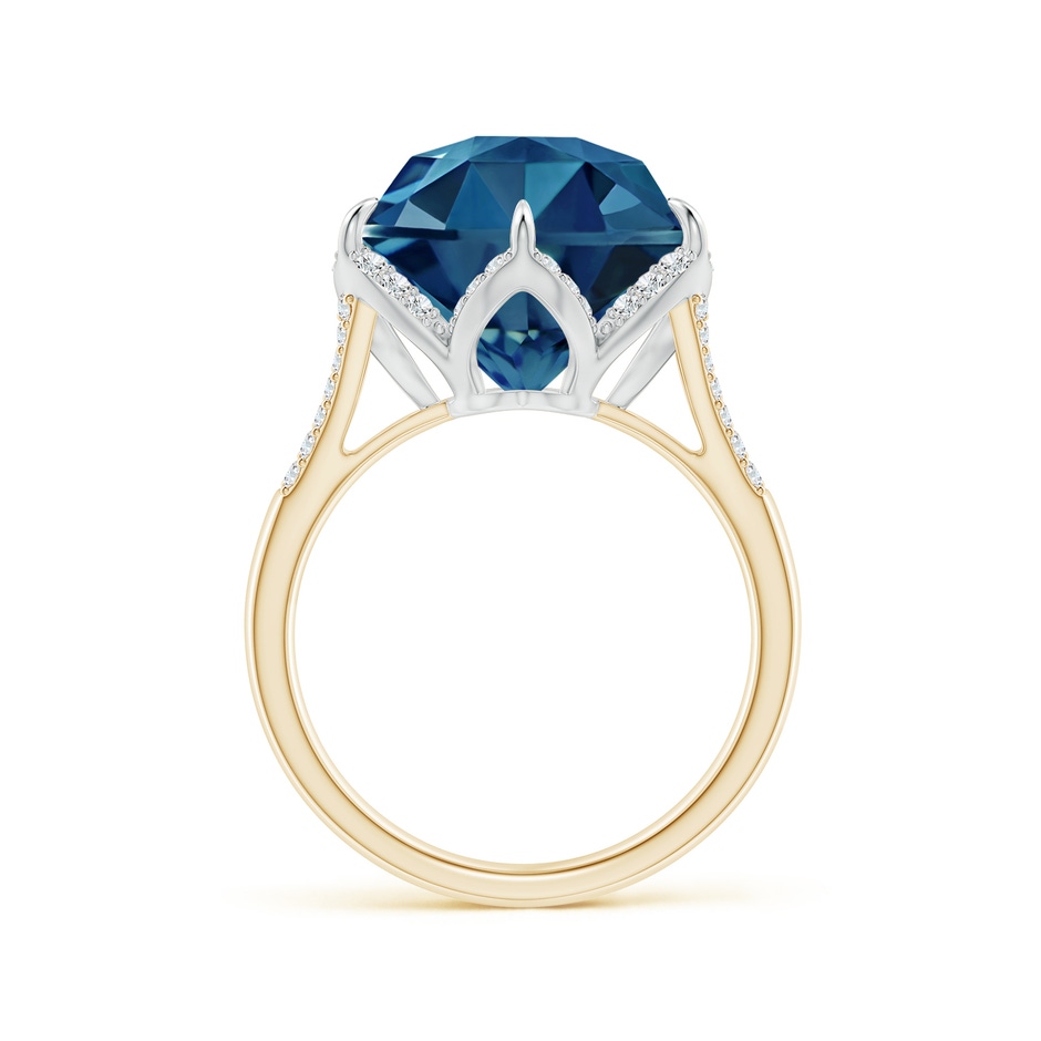 12mm AAAA Hexagonal Fancy-Cut London Blue Topaz Tulip Engagement Ring in Yellow Gold White Gold side 1