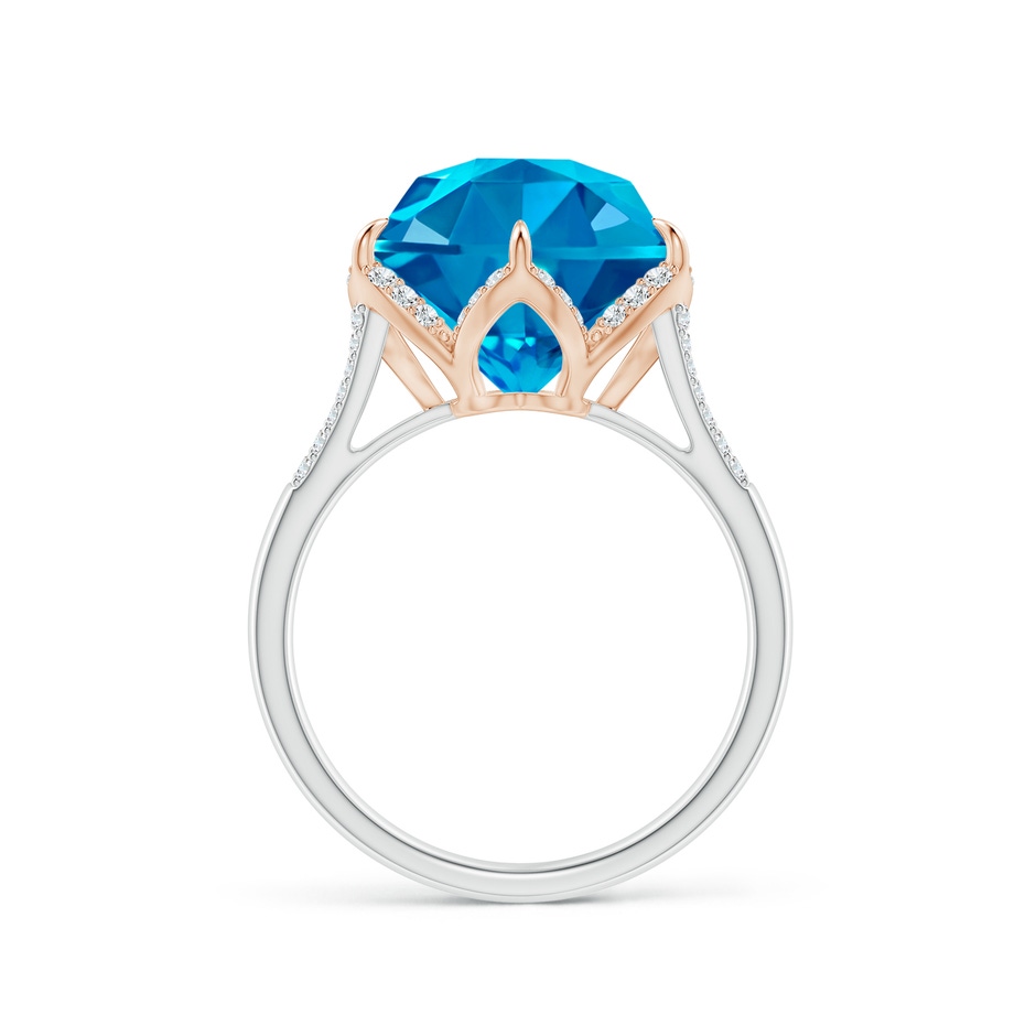 11mm AAAA Hexagonal Fancy-Cut Swiss Blue Topaz Tulip Engagement Ring in White Gold Rose Gold side 1