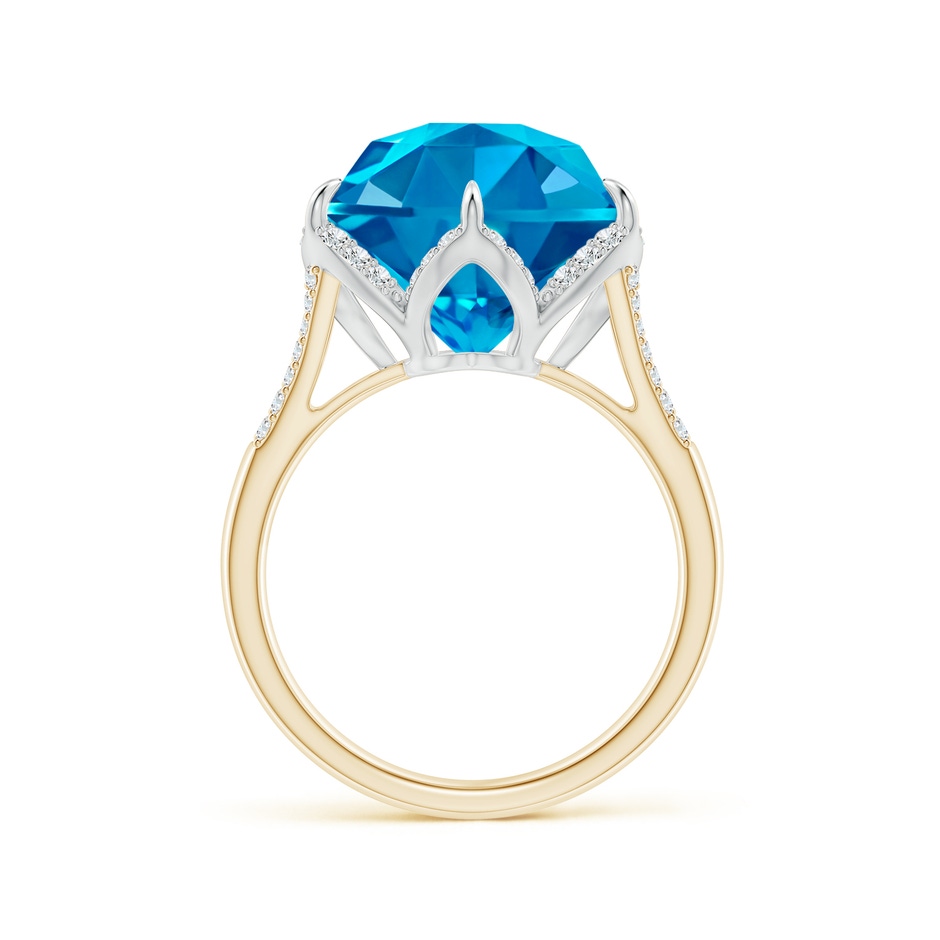 12mm AAAA Hexagonal Fancy-Cut Swiss Blue Topaz Tulip Engagement Ring in Yellow Gold White Gold side 1