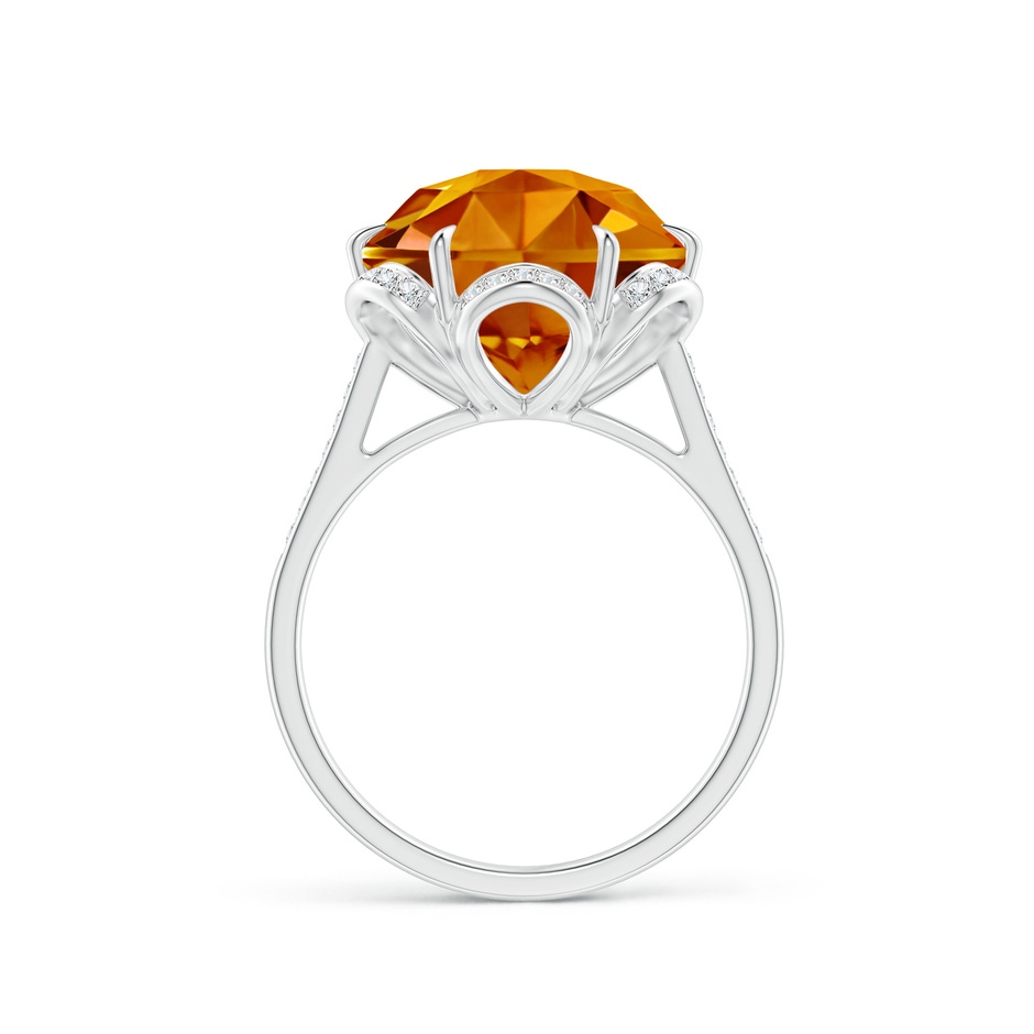 11mm AAAA Hexagonal Fancy-Cut Citrine Floral Engagement Ring in White Gold side 1