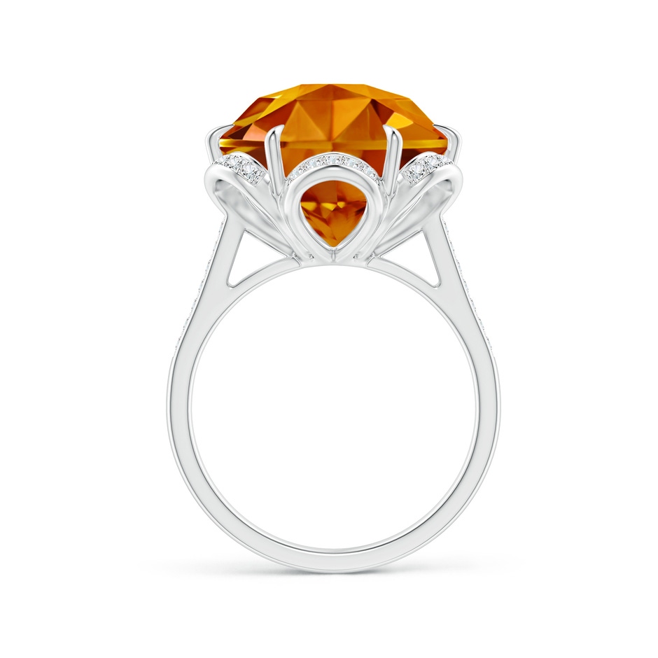 12mm AAAA Hexagonal Fancy-Cut Citrine Floral Engagement Ring in White Gold side 1