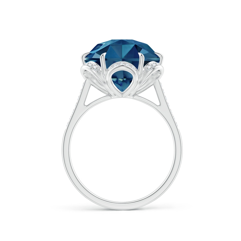 11mm AAAA Hexagonal Fancy-Cut London Blue Topaz Floral Engagement Ring in White Gold side 1