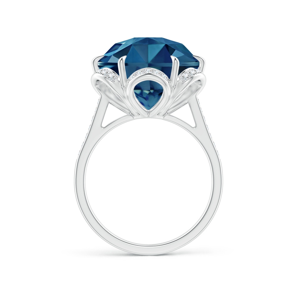 12mm AAAA Hexagonal Fancy-Cut London Blue Topaz Floral Engagement Ring in White Gold side 1