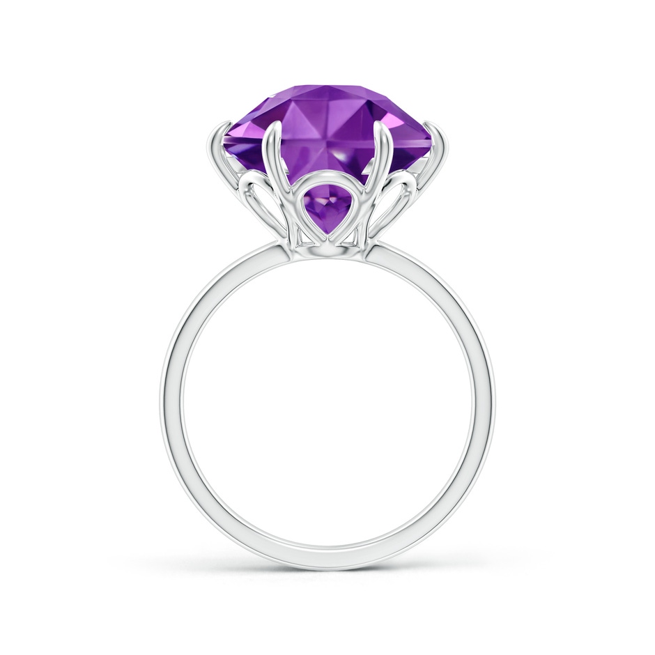 11mm AAAA Hexagonal Fancy-Cut Amethyst Solitaire Ring in P950 Platinum side 1