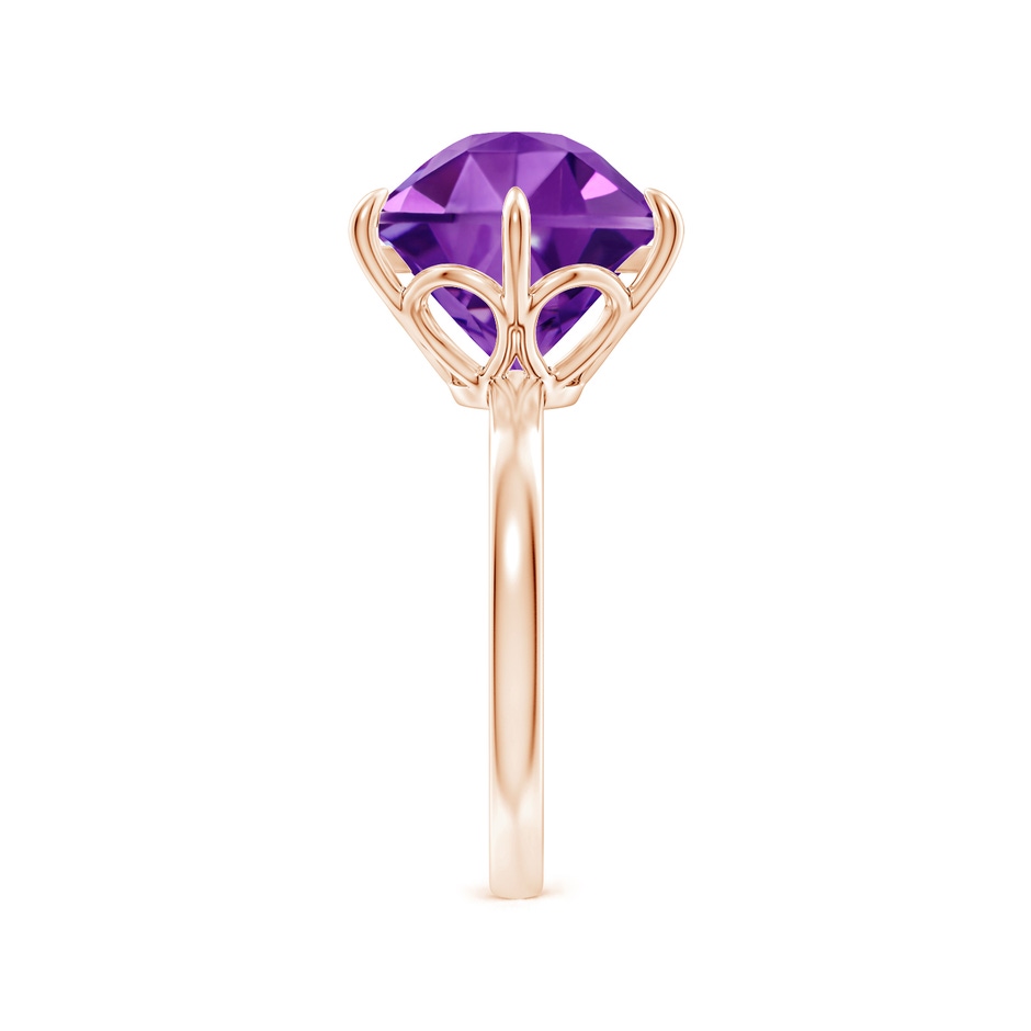 11mm AAAA Hexagonal Fancy-Cut Amethyst Solitaire Ring in Rose Gold side 2