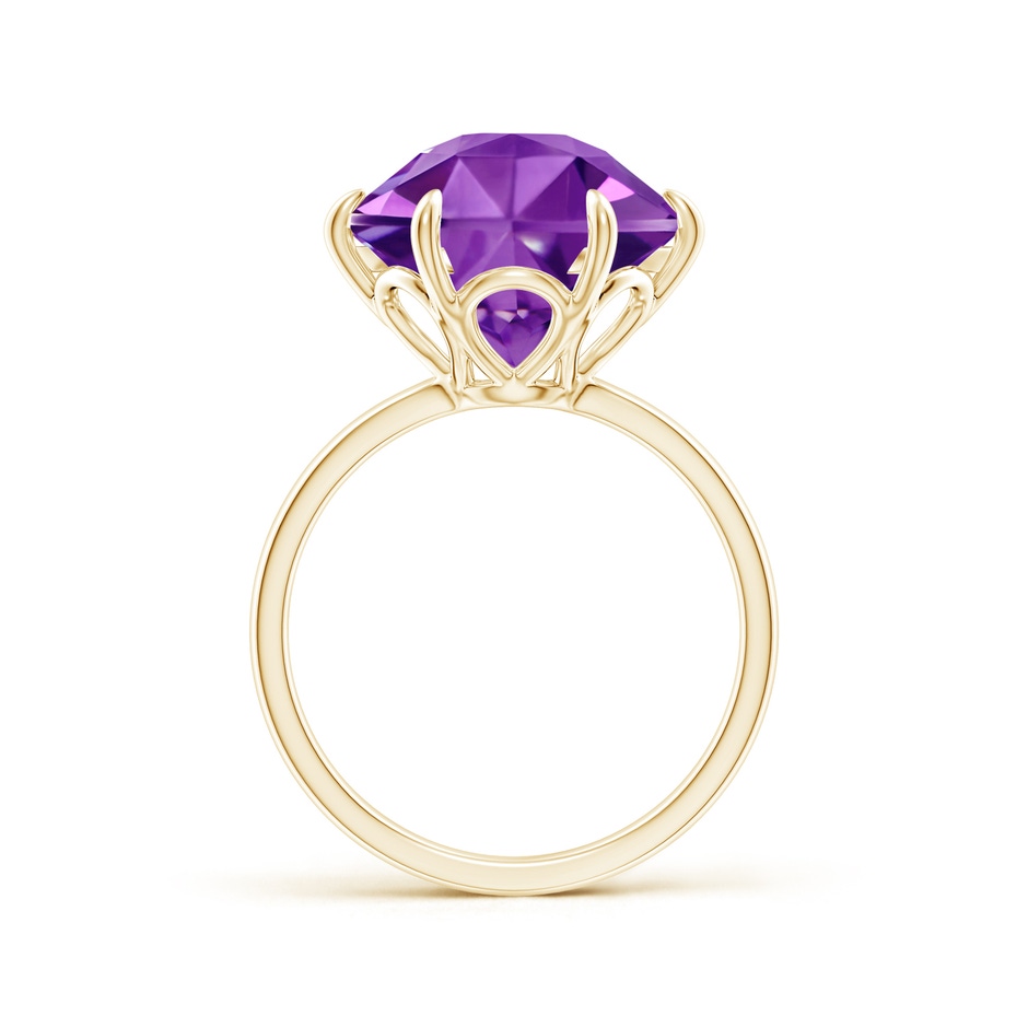 11mm AAAA Hexagonal Fancy-Cut Amethyst Solitaire Ring in Yellow Gold side 1