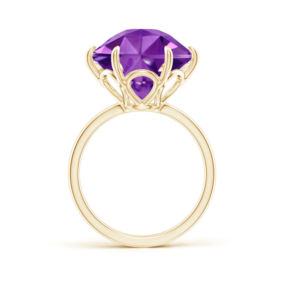 12mm AAAA Hexagonal Fancy-Cut Amethyst Solitaire Ring in Yellow Gold side 1