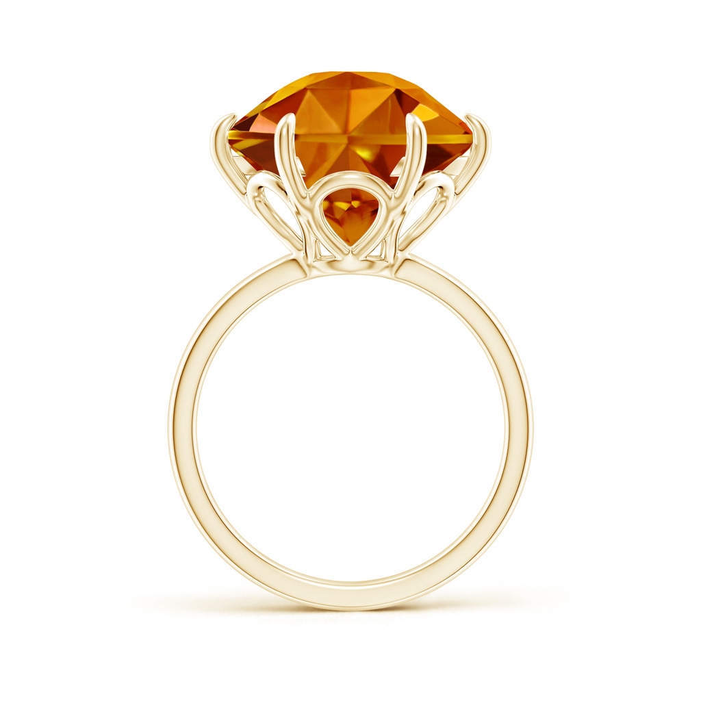 12mm AAAA Hexagonal Fancy-Cut Citrine Solitaire Ring in Yellow Gold Side-1