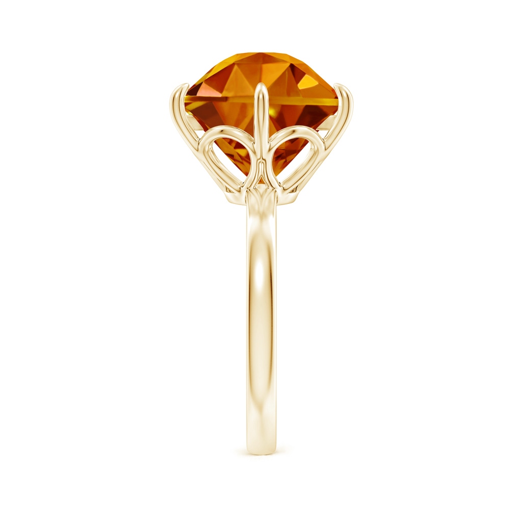12mm AAAA Hexagonal Fancy-Cut Citrine Solitaire Ring in Yellow Gold Side-2