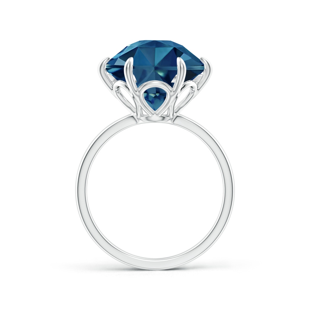 11mm AAAA Hexagonal Fancy-Cut London Blue Topaz Solitaire Ring in White Gold - side_1