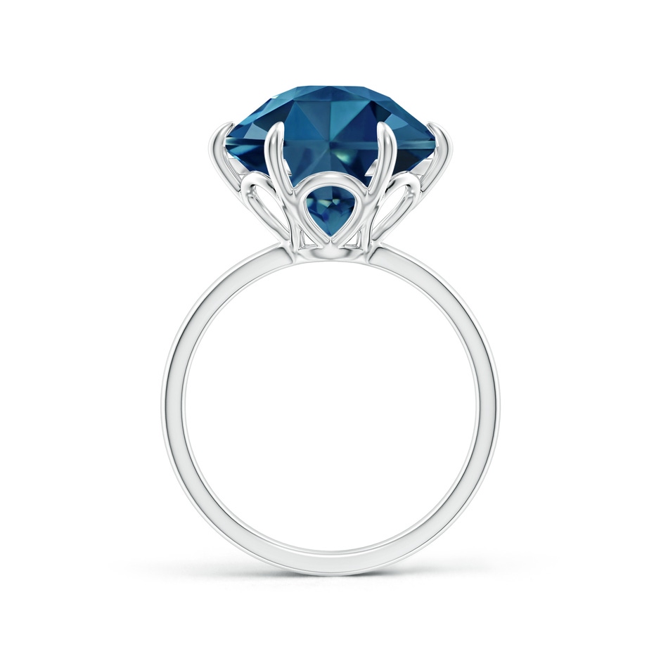 11mm AAAA Hexagonal Fancy-Cut London Blue Topaz Solitaire Ring in White Gold side-1