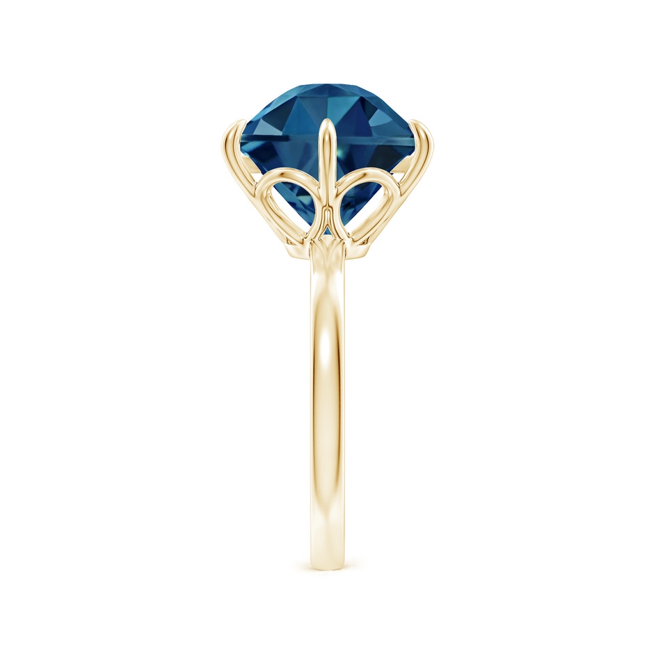 11mm AAAA Hexagonal Fancy-Cut London Blue Topaz Solitaire Ring in Yellow Gold side-2