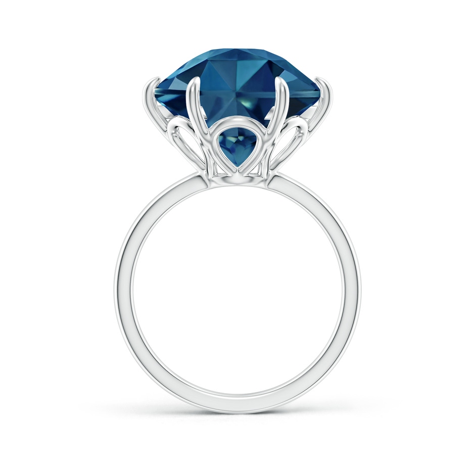12mm AAAA Hexagonal Fancy-Cut London Blue Topaz Solitaire Ring in P950 Platinum side-1