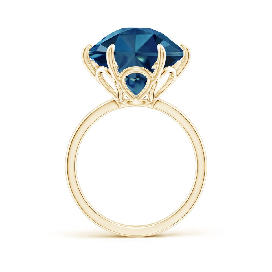 12mm AAAA Hexagonal Fancy-Cut London Blue Topaz Solitaire Ring in Yellow Gold side-1