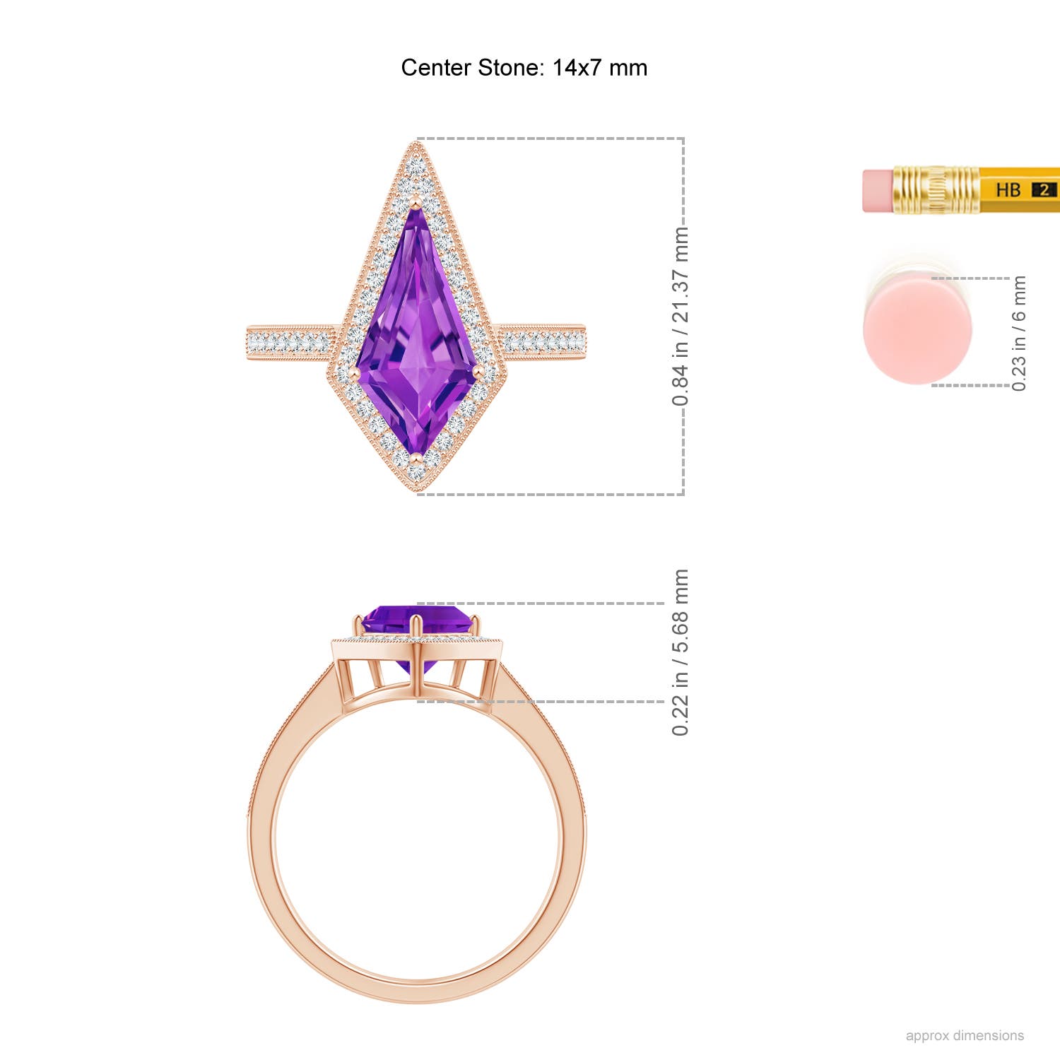 AAAA - Amethyst / 3.79 CT / 14 KT Rose Gold