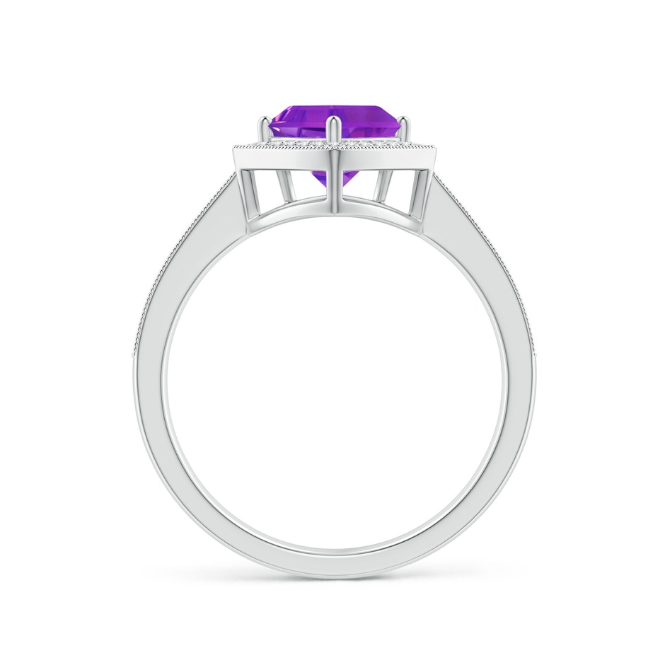 14x7mm AAAA Kite-Shaped Step-Cut Amethyst Halo Engagement Ring in White Gold side 1