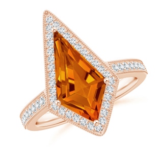 15x8mm AAAA Kite-Shaped Step-Cut Citrine Halo Engagement Ring in Rose Gold