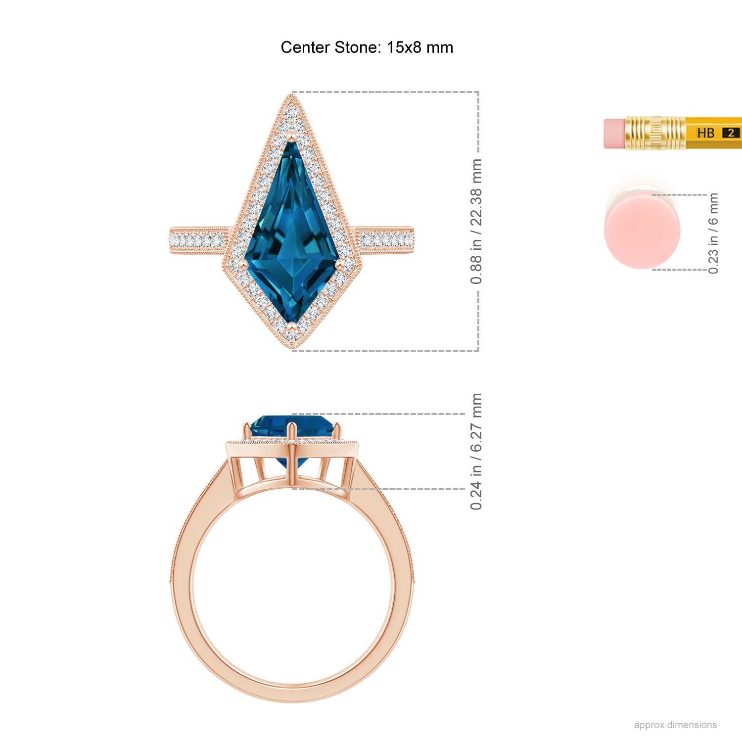 AAAA - London Blue Topaz / 5.73 CT / 14 KT Rose Gold