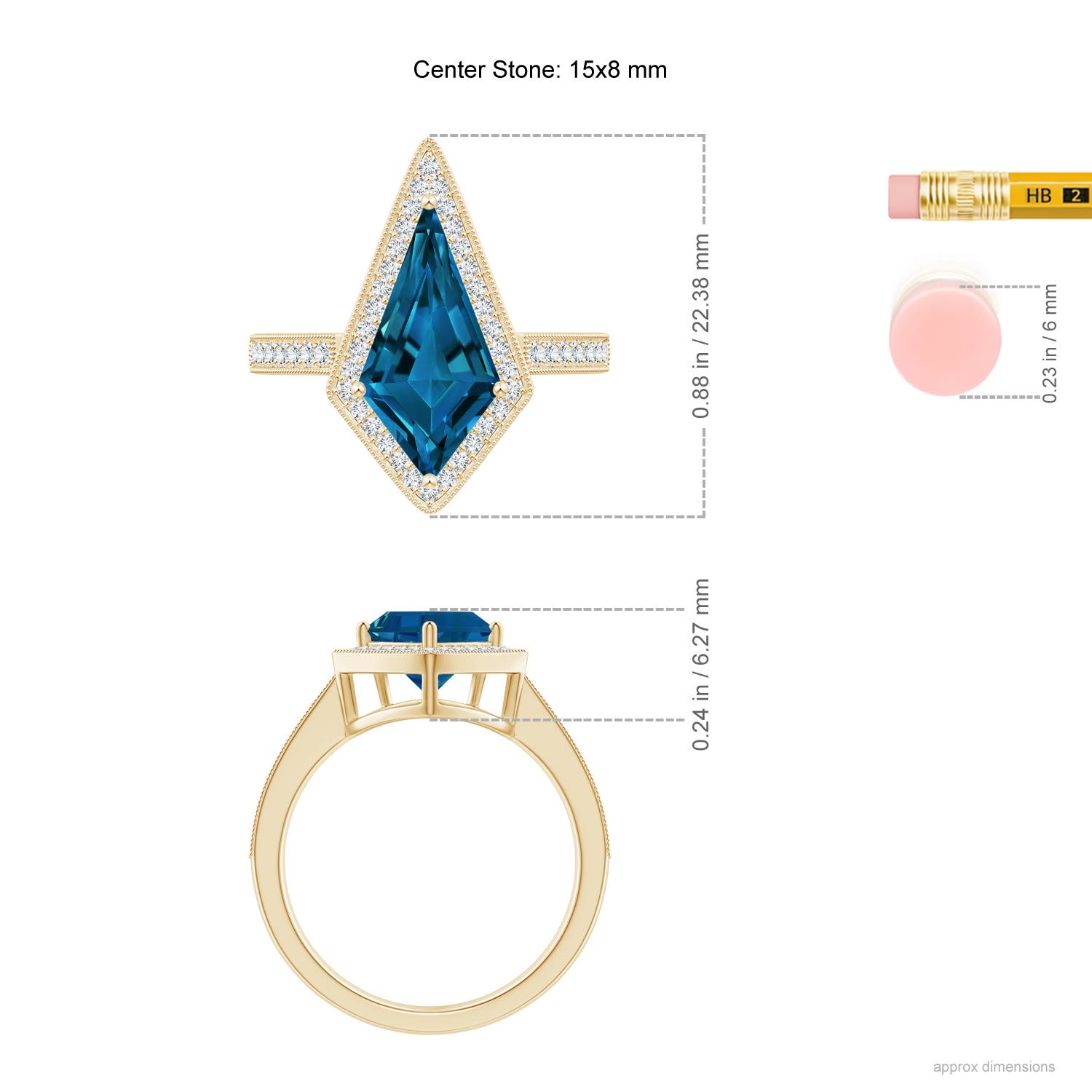 AAAA - London Blue Topaz / 5.73 CT / 14 KT Yellow Gold