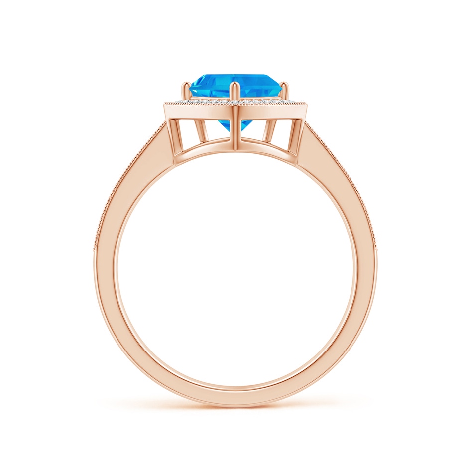 14x7mm AAAA Kite-Shaped Step-Cut Swiss Blue Topaz Halo Engagement Ring in Rose Gold side 1