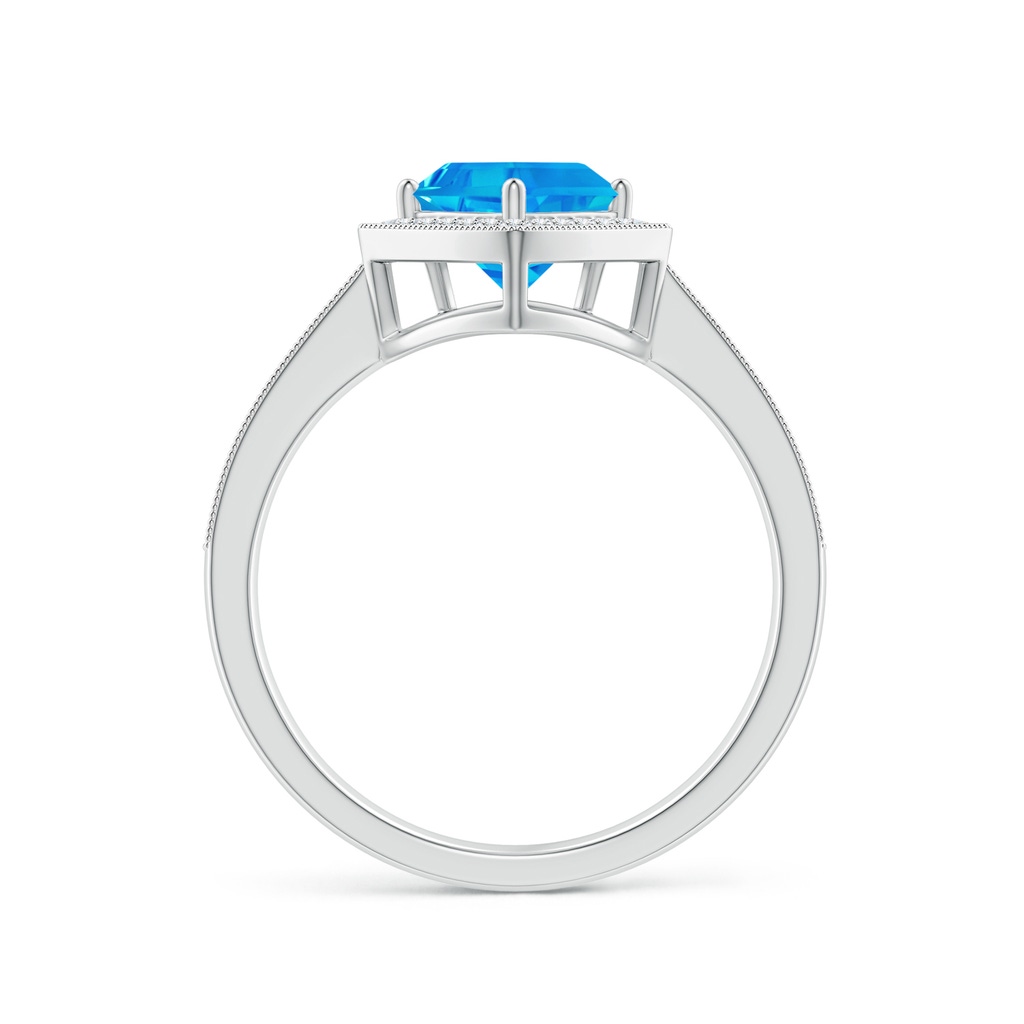 14x7mm AAAA Kite-Shaped Step-Cut Swiss Blue Topaz Halo Engagement Ring in White Gold - side 1