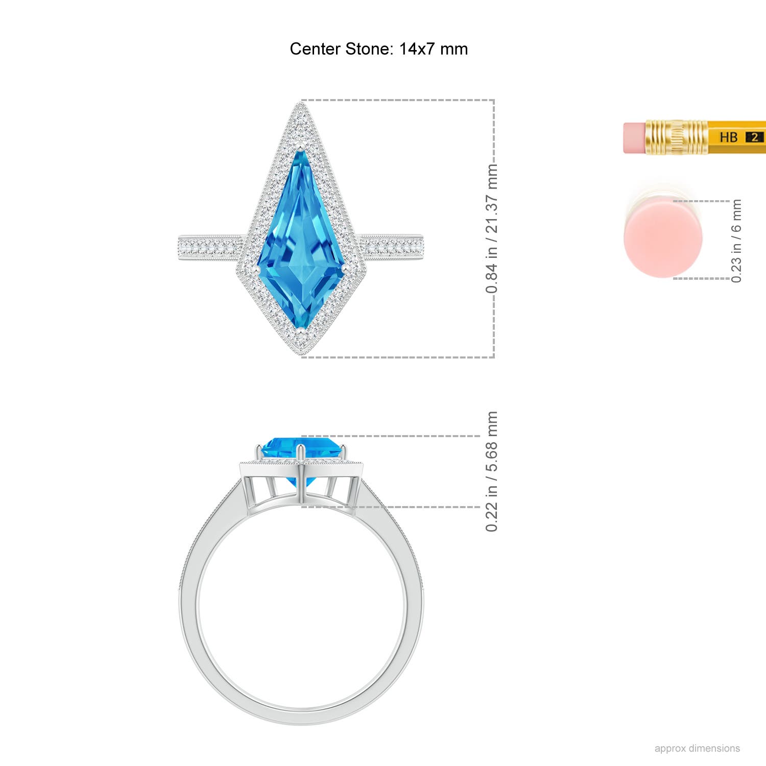 AAAA - Swiss Blue Topaz / 4.49 CT / 14 KT White Gold