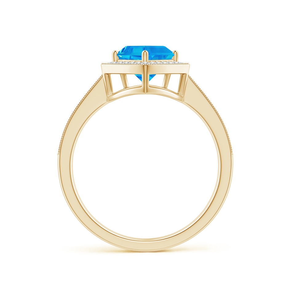 14x7mm AAAA Kite-Shaped Step-Cut Swiss Blue Topaz Halo Engagement Ring in Yellow Gold side 1
