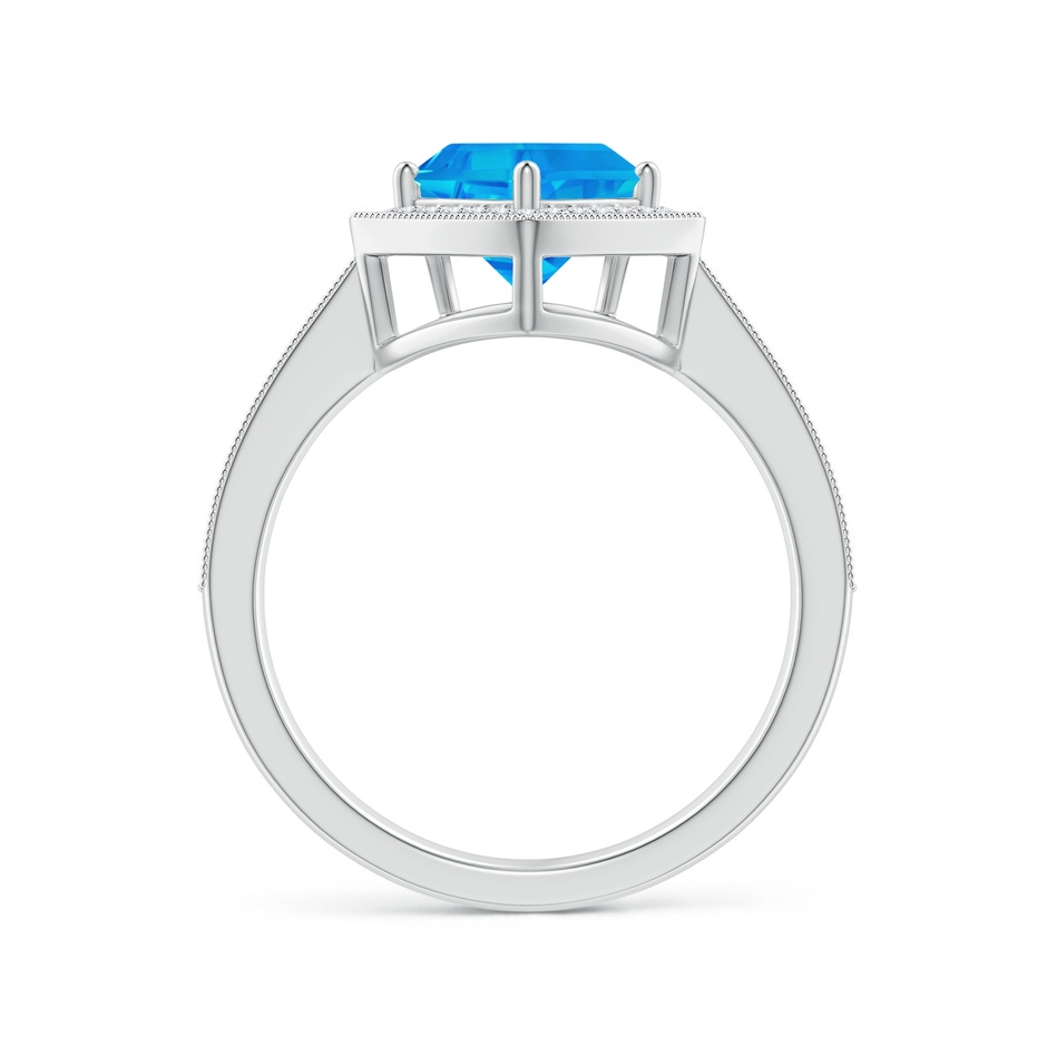 15x8mm AAAA Kite-Shaped Step-Cut Swiss Blue Topaz Halo Engagement Ring in White Gold side 1