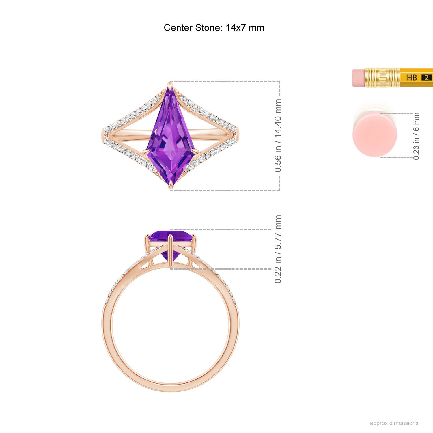 AAAA - Amethyst / 3.73 CT / 14 KT Rose Gold