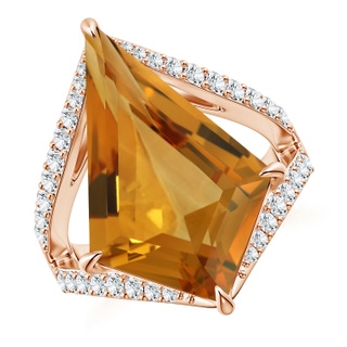 22.23x13.83x8.02mm AAAA GIA Certified Kite-Shaped Step-Cut Citrine Halo Split Shank Ring in 10K Rose Gold