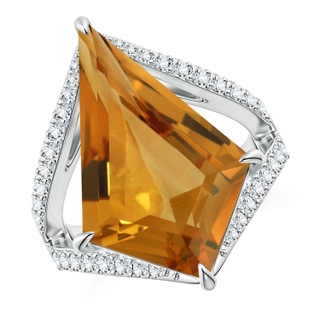 22.23x13.83x8.02mm AAAA GIA Certified Kite-Shaped Step-Cut Citrine Halo Split Shank Ring in P950 Platinum