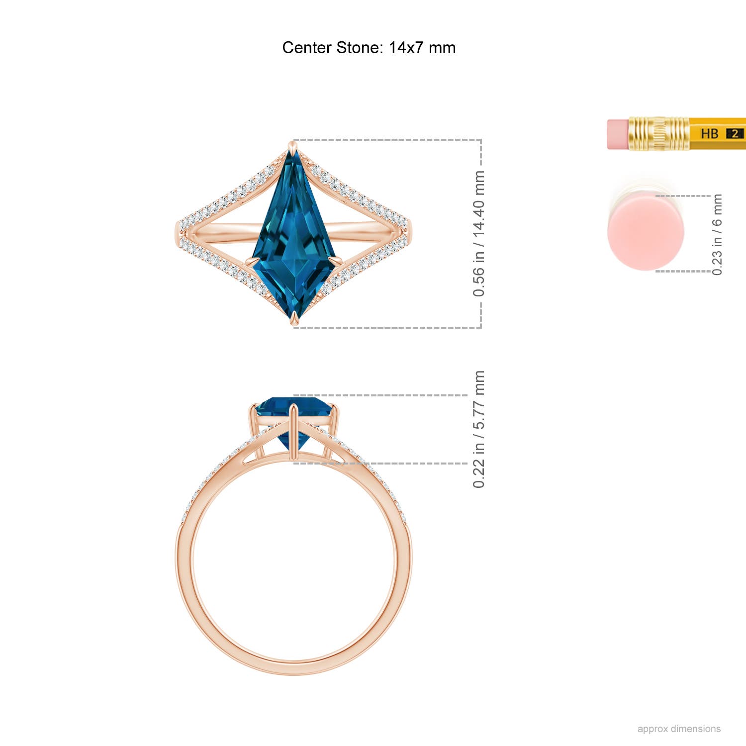 AAAA - London Blue Topaz / 4.43 CT / 14 KT Rose Gold