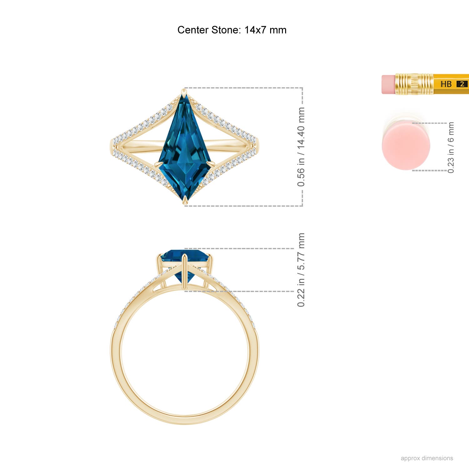 AAAA - London Blue Topaz / 4.43 CT / 14 KT Yellow Gold