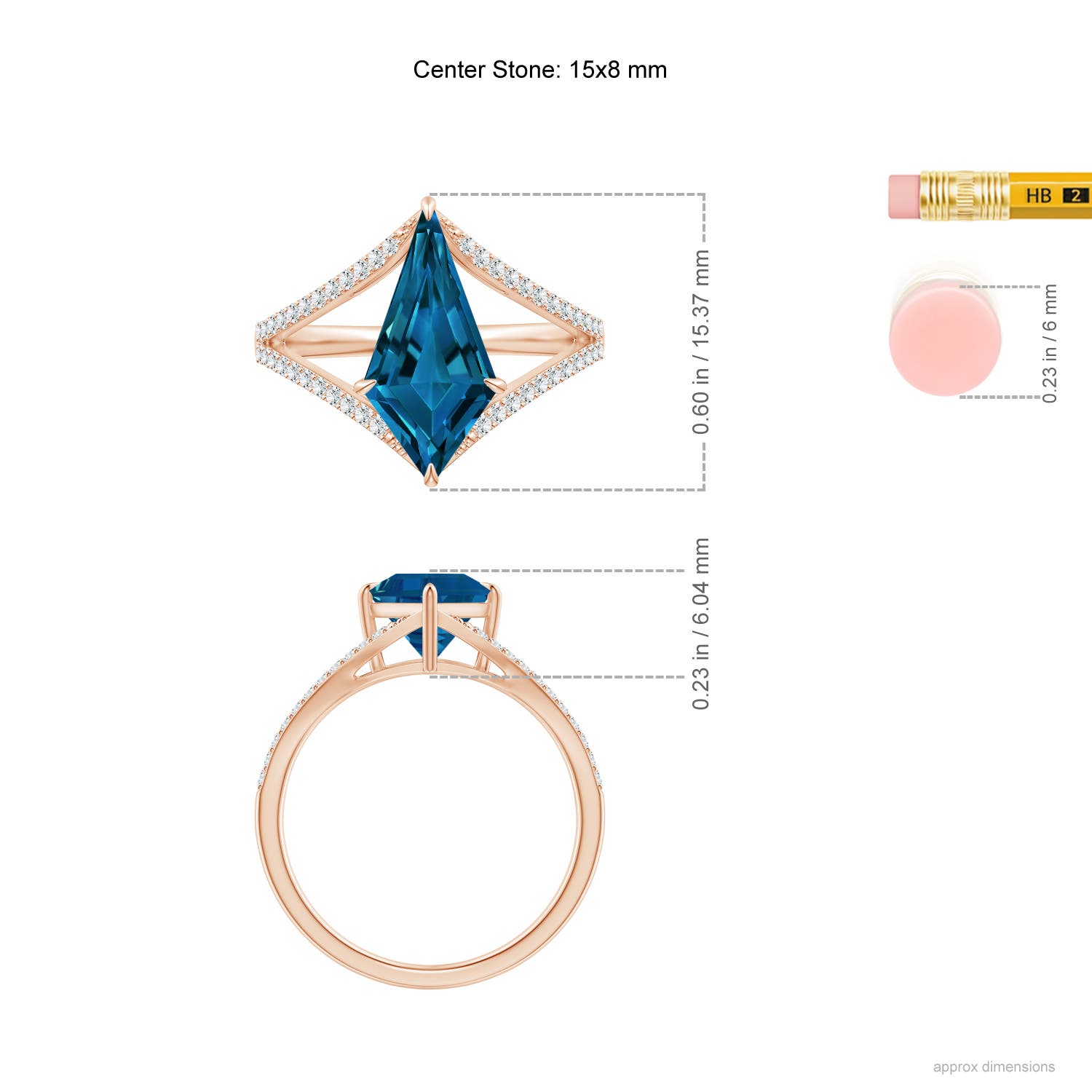 AAAA - London Blue Topaz / 5.67 CT / 14 KT Rose Gold