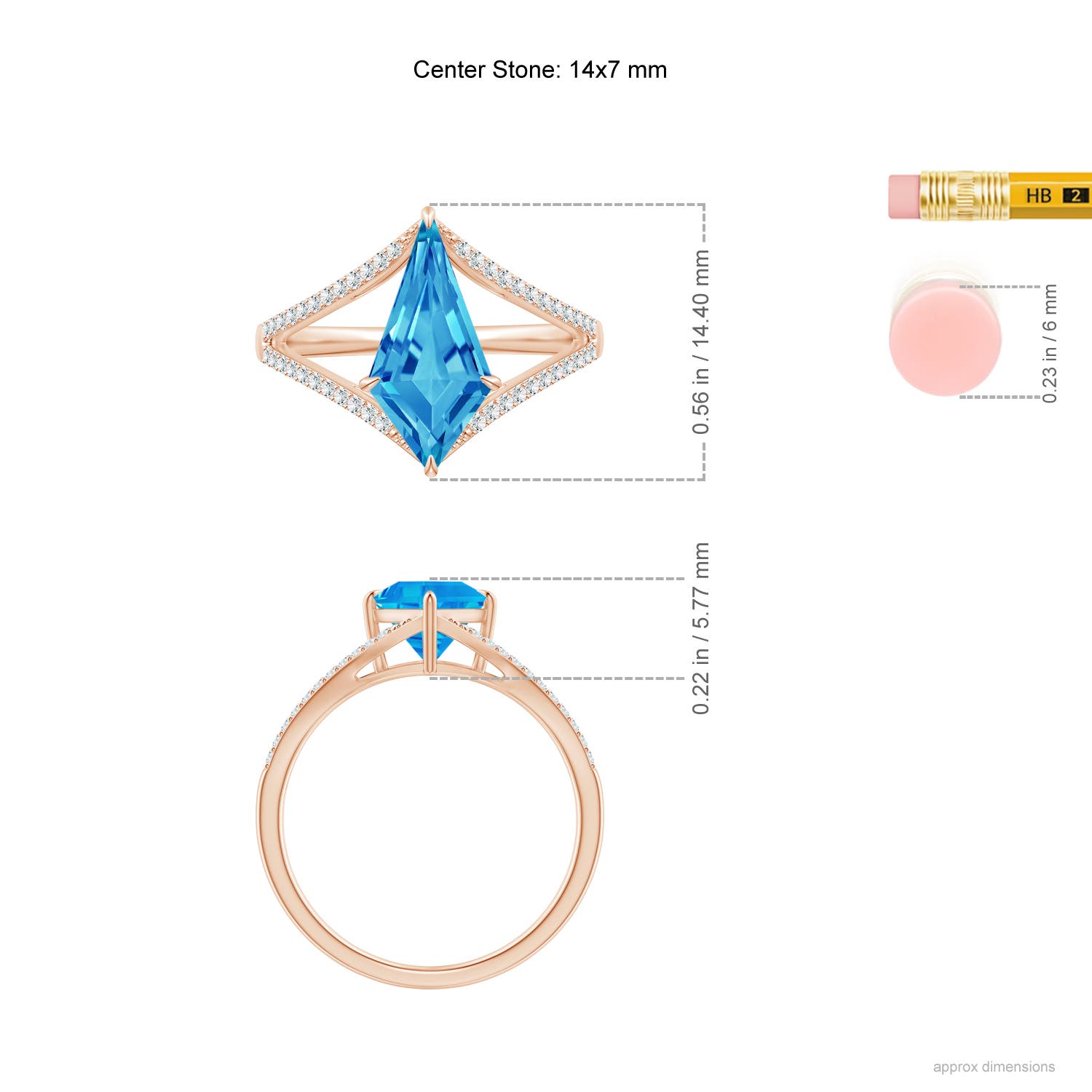 AAAA - Swiss Blue Topaz / 4.43 CT / 14 KT Rose Gold