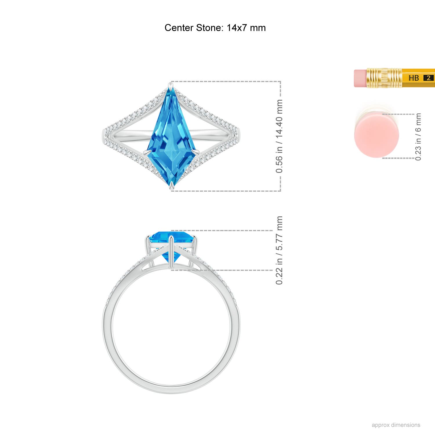 AAAA - Swiss Blue Topaz / 4.43 CT / 14 KT White Gold